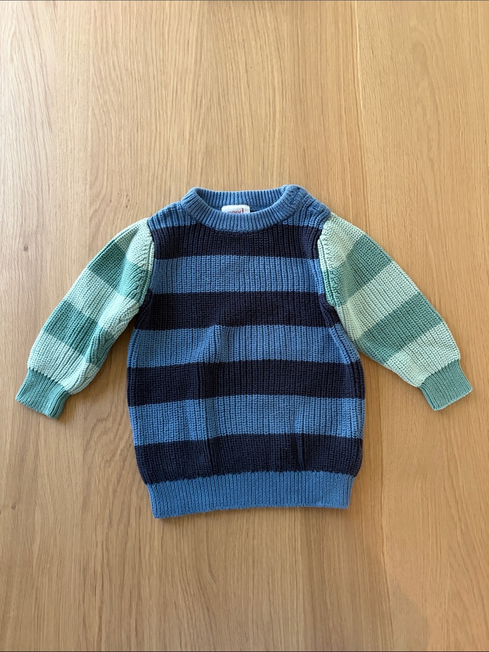Striped Knit Sweater in Navy, Sky Blue & Mint for Kids